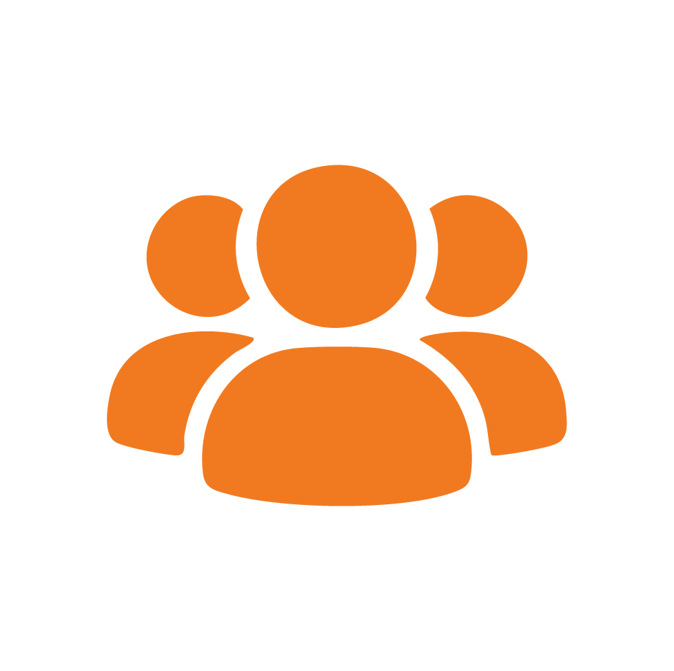 Orange group icon representing pull-your-part traffic growth for a self-service salvage yard, including more walk-ins, local DIY mechanics, and parts hunters.
